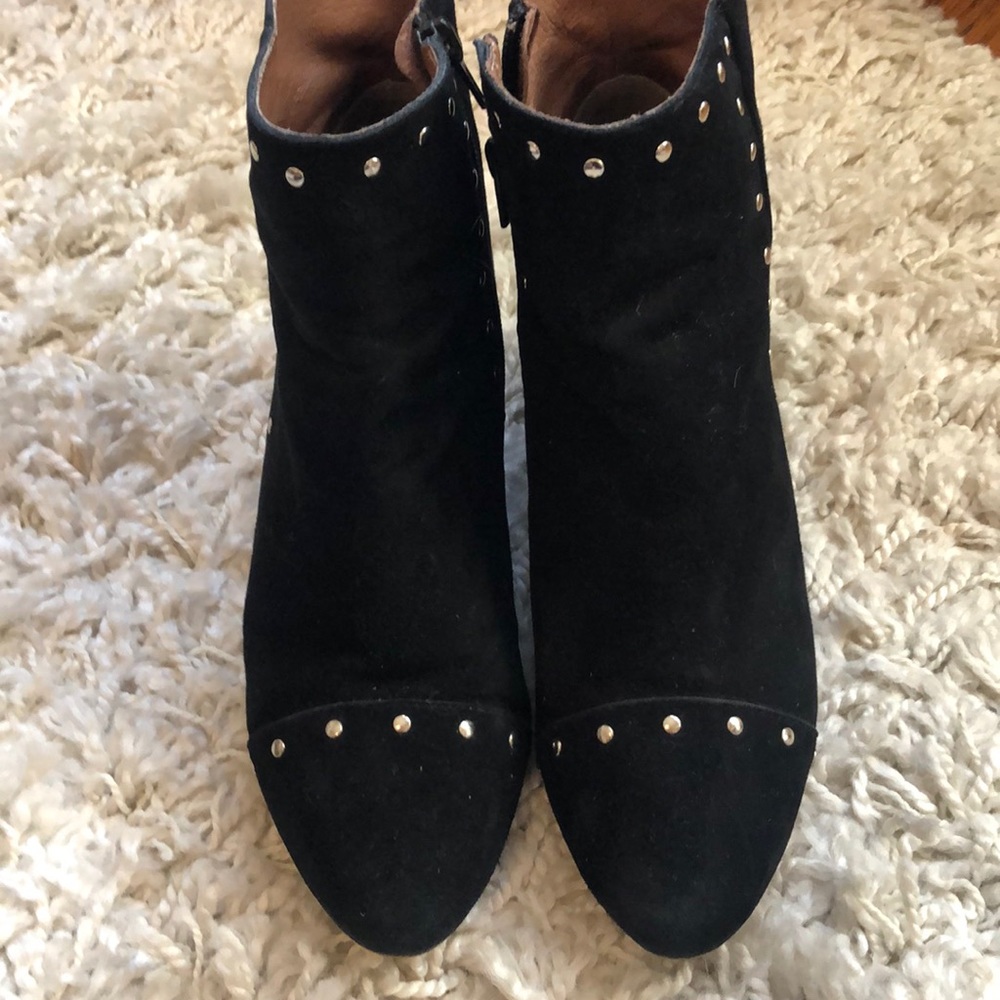 Black suede stud booties
